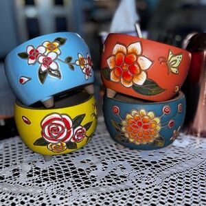 ❤️Colorful Floral Ceramic Planters❤️SET OF 4❤️